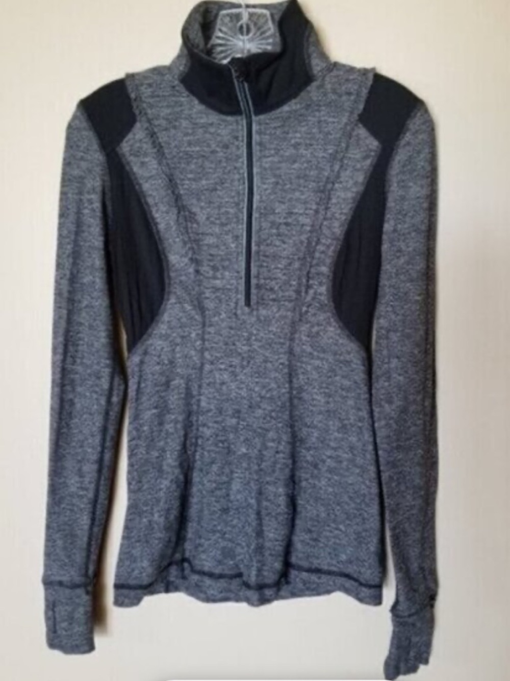 Lululemon Grey Black Ruffle Half Zip Jacket 6